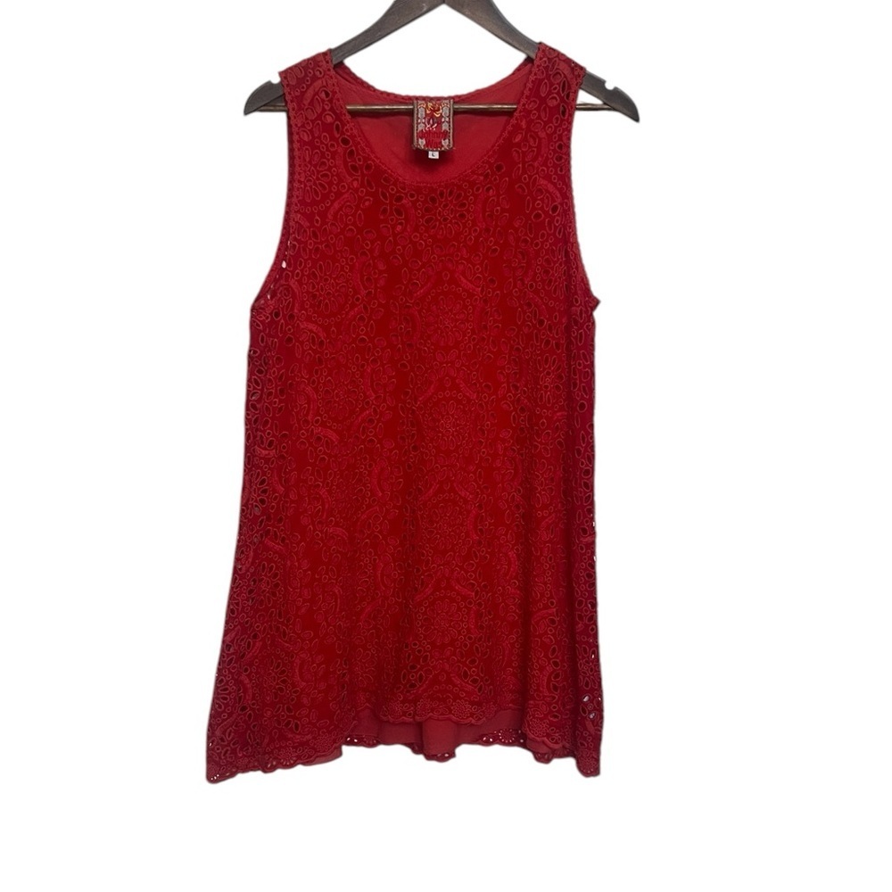 Johnny Was Eyelet Sleeveless Mini Dress